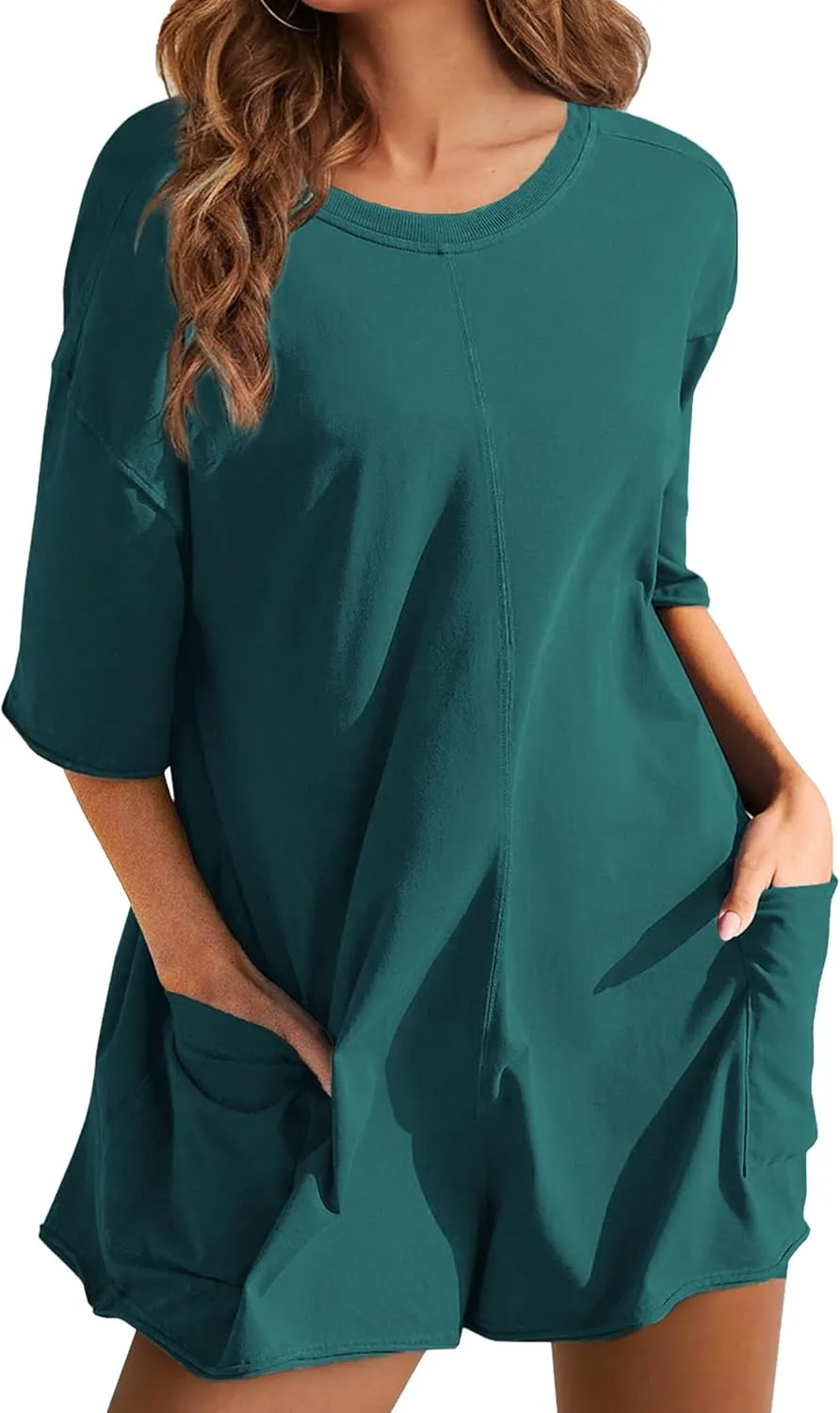 UANEO Rompers for Women Casual Oversized Athletic Jumpsuits Overalls Workout Hot Shot Tee Romper