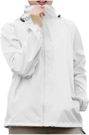 Unisex Rain Jacket Lightweight Hooded Raincoat Waterproof Windbreaker Clothing Packable Rain Coats With Pockets