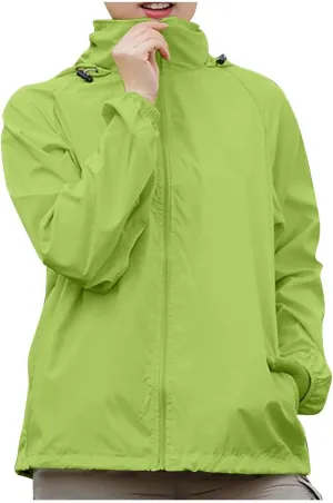Unisex Rain Jacket Lightweight Hooded Raincoat Waterproof Windbreaker Clothing Packable Rain Coats With Pockets