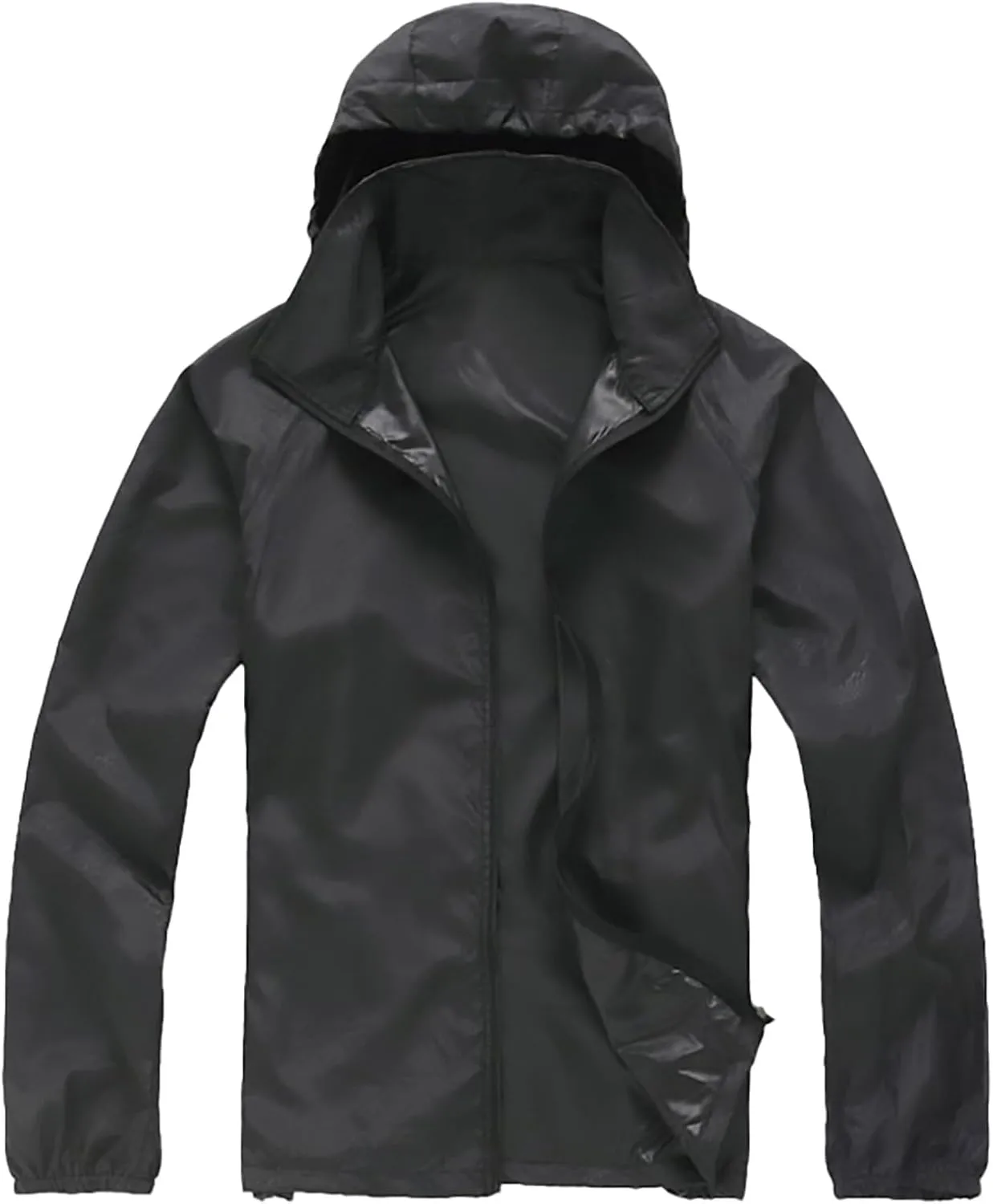 Unisex Rain Jacket Lightweight Hooded Raincoat Waterproof Windbreaker Clothing Packable Rain Coats With Pockets