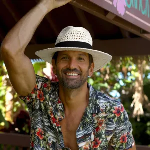 Vented Panama Fedora Sun Hat for Men Women, Black Ribbon and Patterned Weave Accent