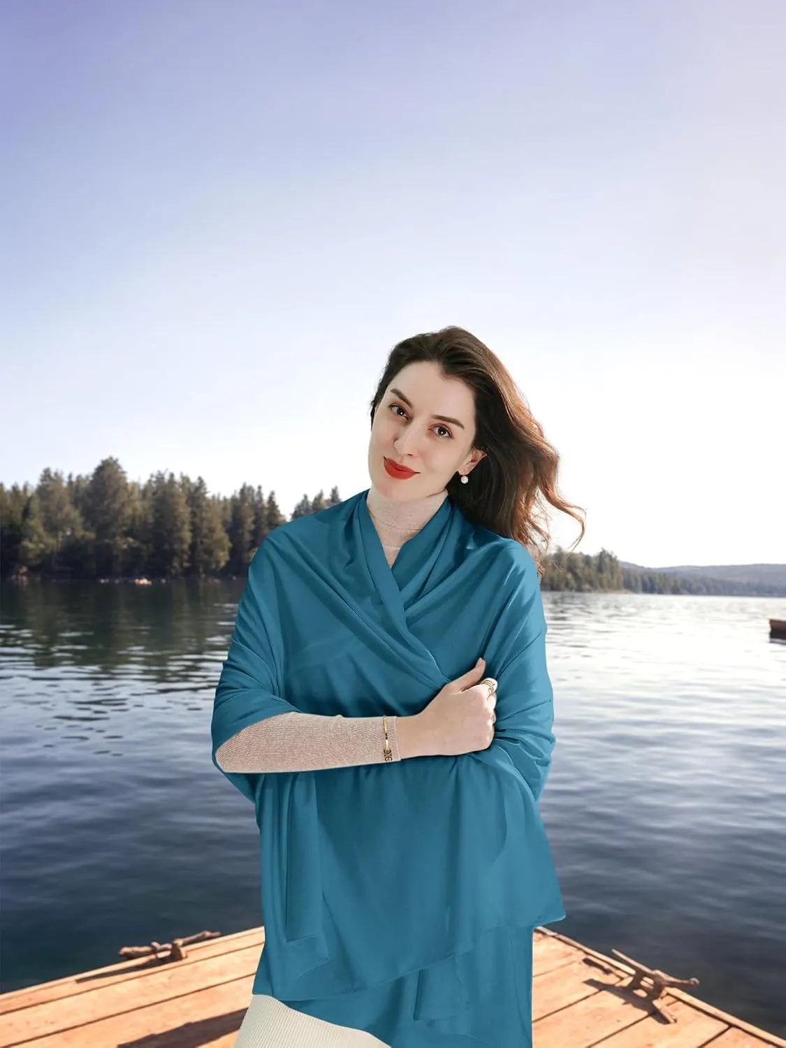 VENVSBEE Shawl Wraps for Women, Travel Scarf Soft Blanket Wrap Pashmina Travel Accessory for Airplane-Gift Box Included