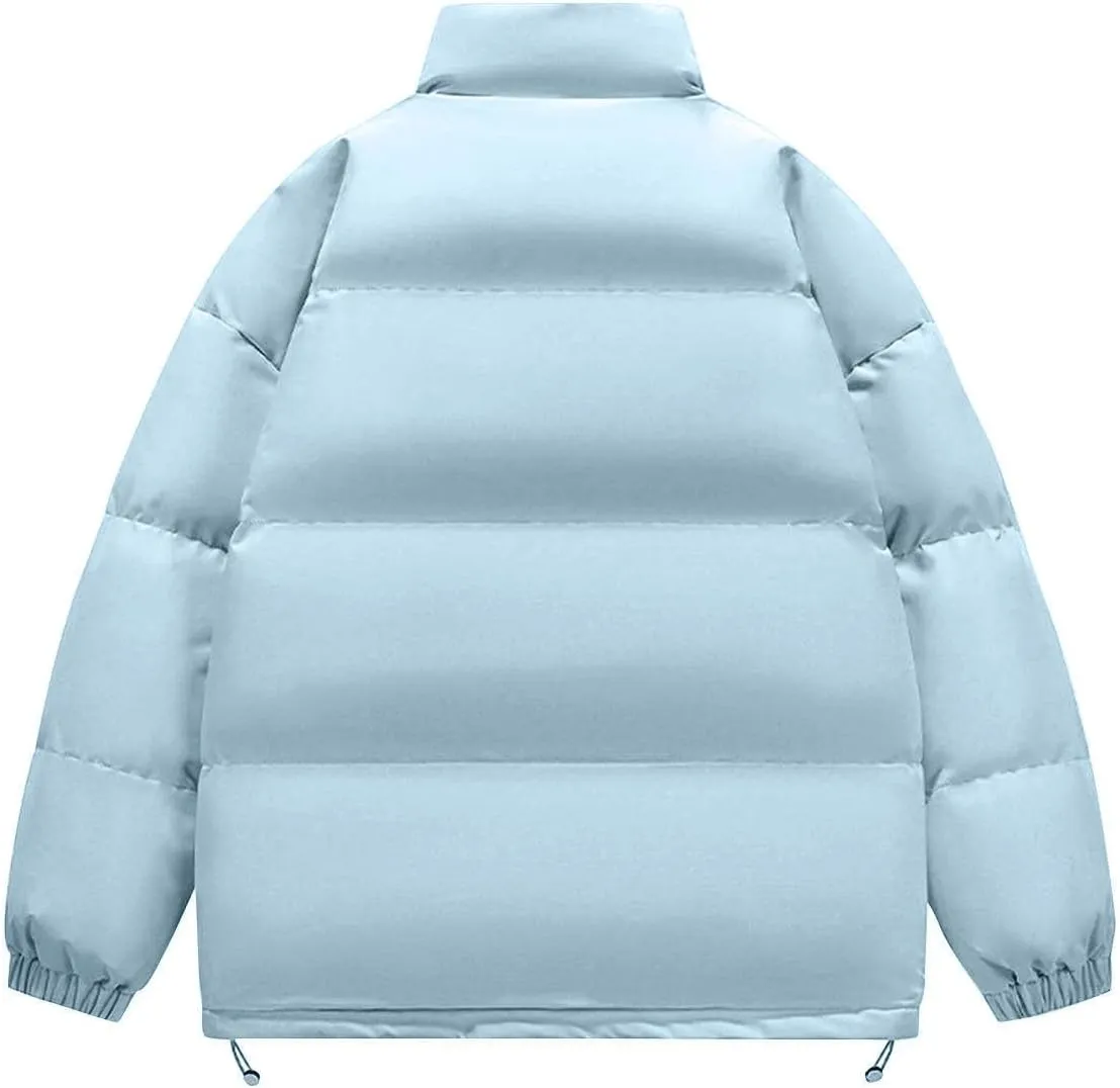 Winter Coats for Men Quilted Cotton Puffer Jacket Couples Thermal Thicken Outerwear Full Zip Warm Jacket with Pockets