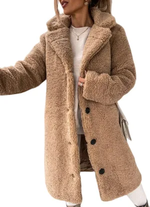 Winter Coats for Women Fuzzy Fleece Long Shacket Jackets Oversized Fashion Lapel Open Front Cardigan Warm Outwear
