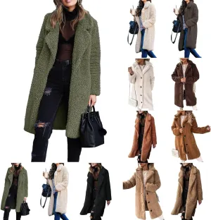 Winter Coats for Women Fuzzy Fleece Long Shacket Jackets Oversized Fashion Lapel Open Front Cardigan Warm Outwear