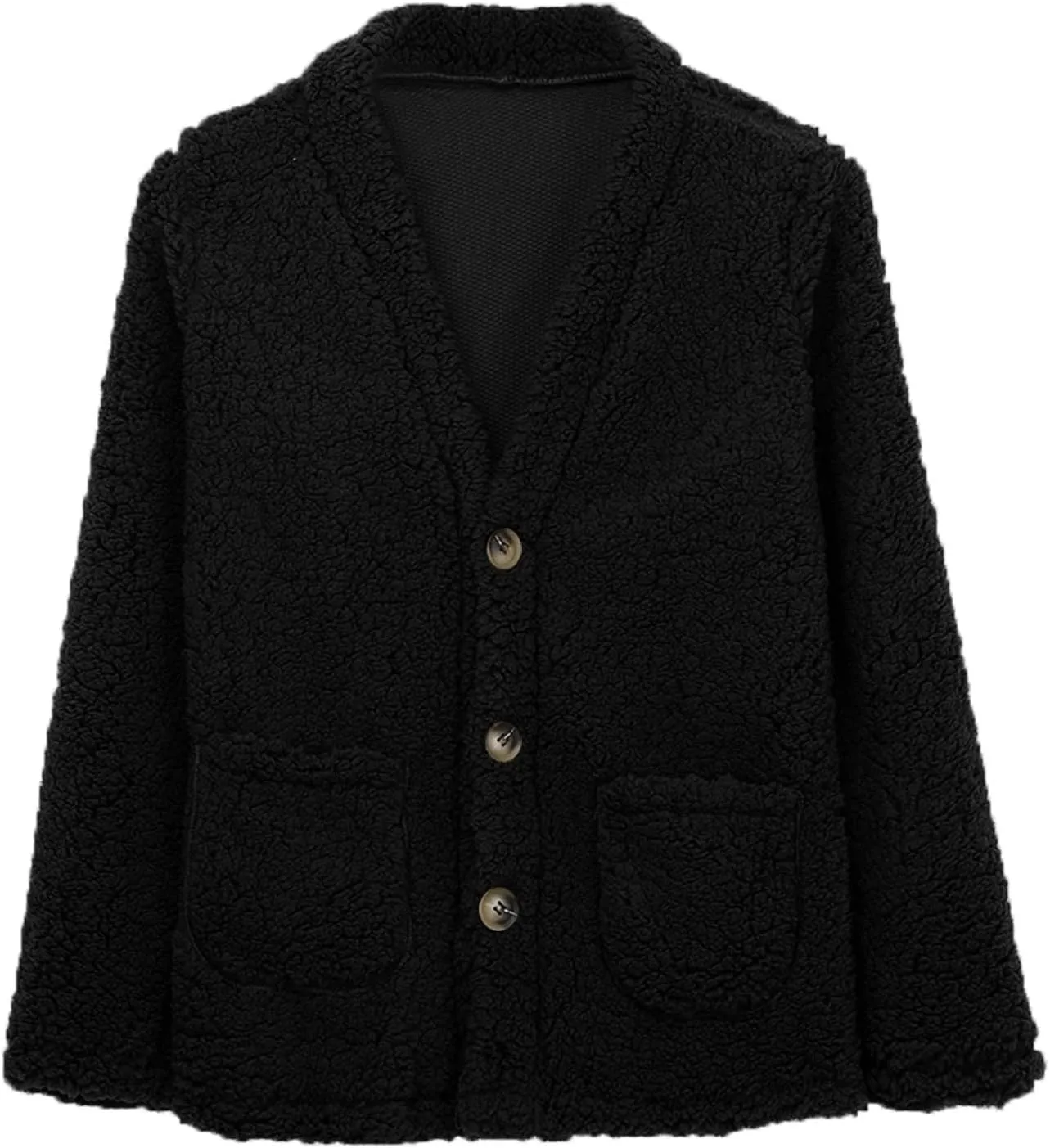 Women 2024 Winter Faux Fur Crop Coat Lapel Long Sleeve Fuzzy Fleece Outerwear Button Down Sherpa Jackets Fall Outfits