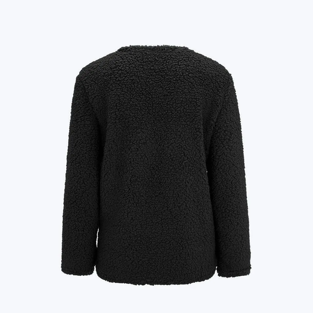 Women 2024 Winter Faux Fur Crop Coat Lapel Long Sleeve Fuzzy Fleece Outerwear Button Down Sherpa Jackets Fall Outfits