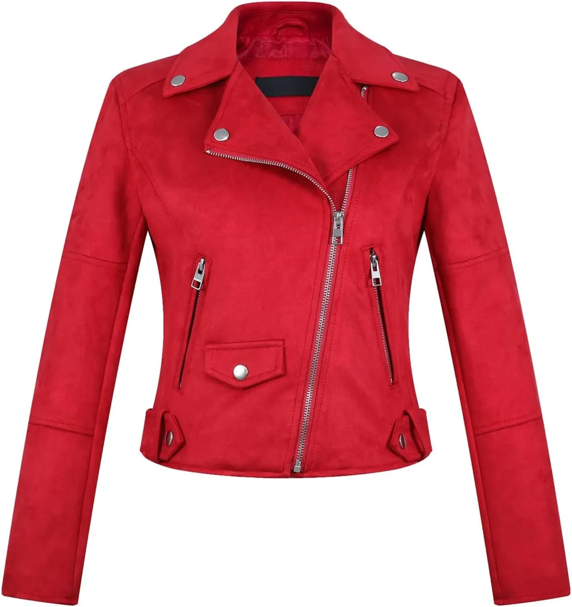 Women Faux Leather Motorcycle Jackets Casual Zipper Cropped Coat Bomber Biker Moto Jackets Outwear