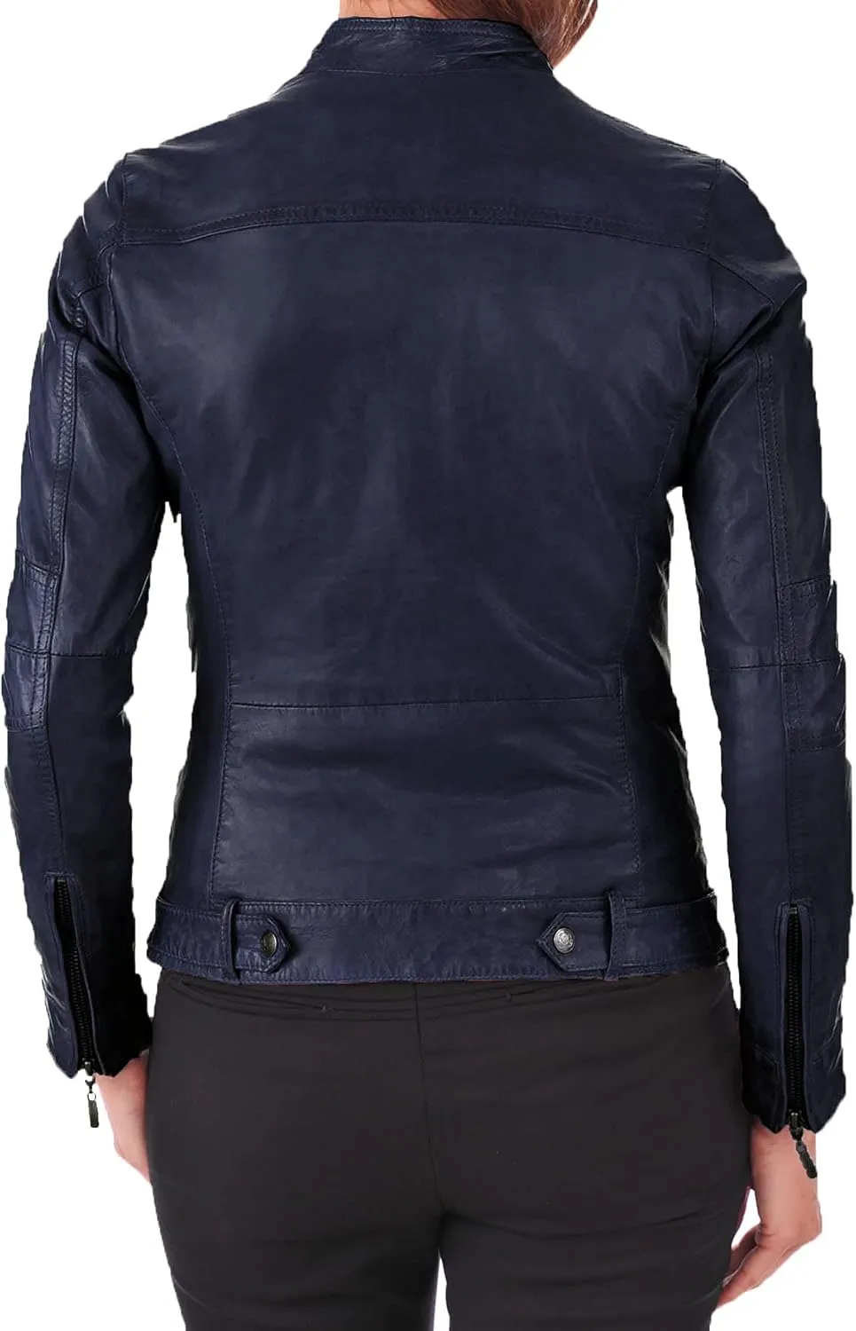 Women Leather Jacket Biker Motorcycle Genuine Lambskin Outerwear