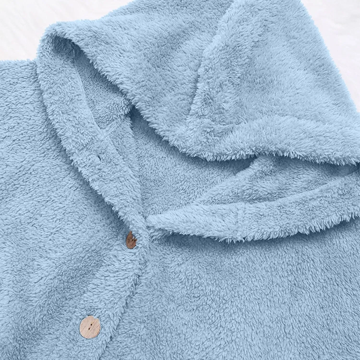 Women Winter Plush Coats Plus Size Button Hooded Cardigan Coat Loose Casual Outerwear Fleece Wool Jacket