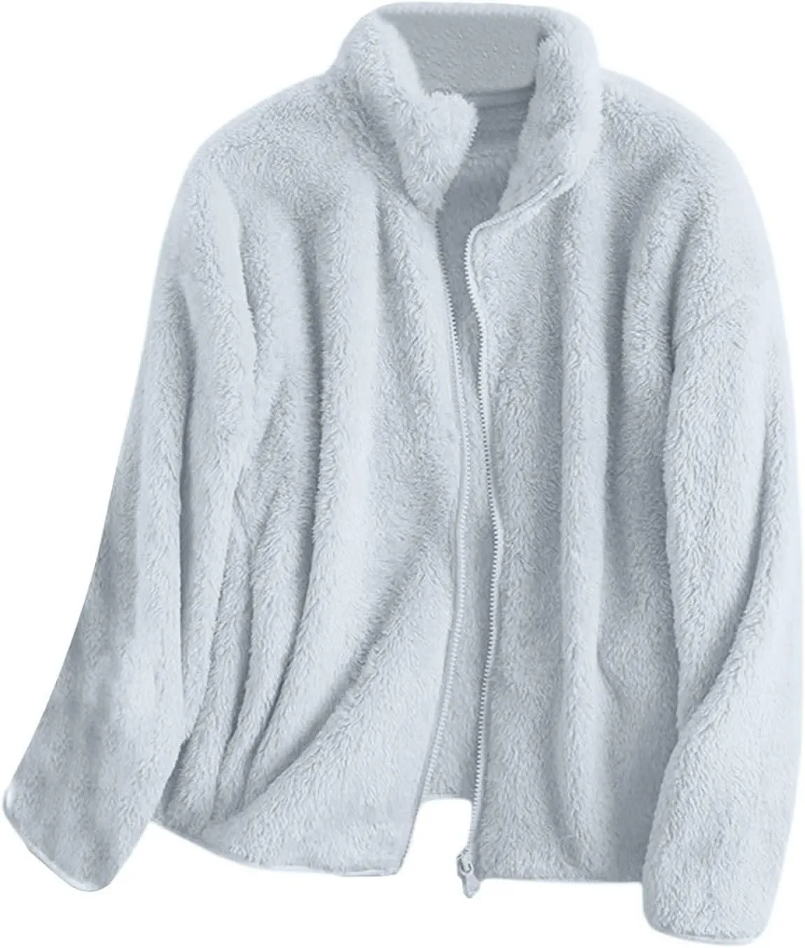 Women Winter Polar Fleece Jacket 2024 Sherpa Lined Plus Size Warm Cardigans Jackets Full Zip Stand Collar Fashion Outwear