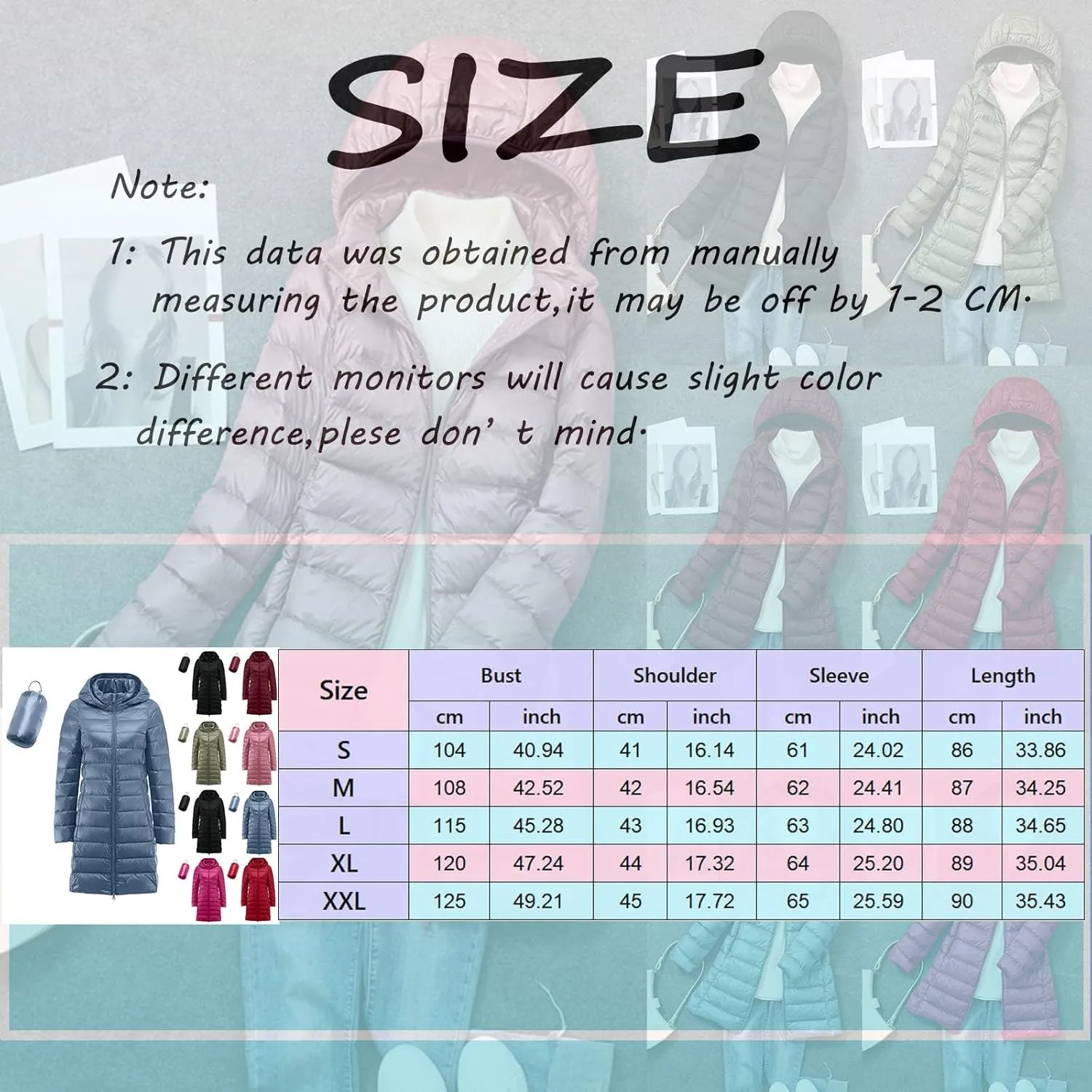 Womens 2024 Classic Elegant Zip Up Long Puffer Coat Long Sleeve Hooded Quilted Down Coat Insulated Fitted Soft Overcoat