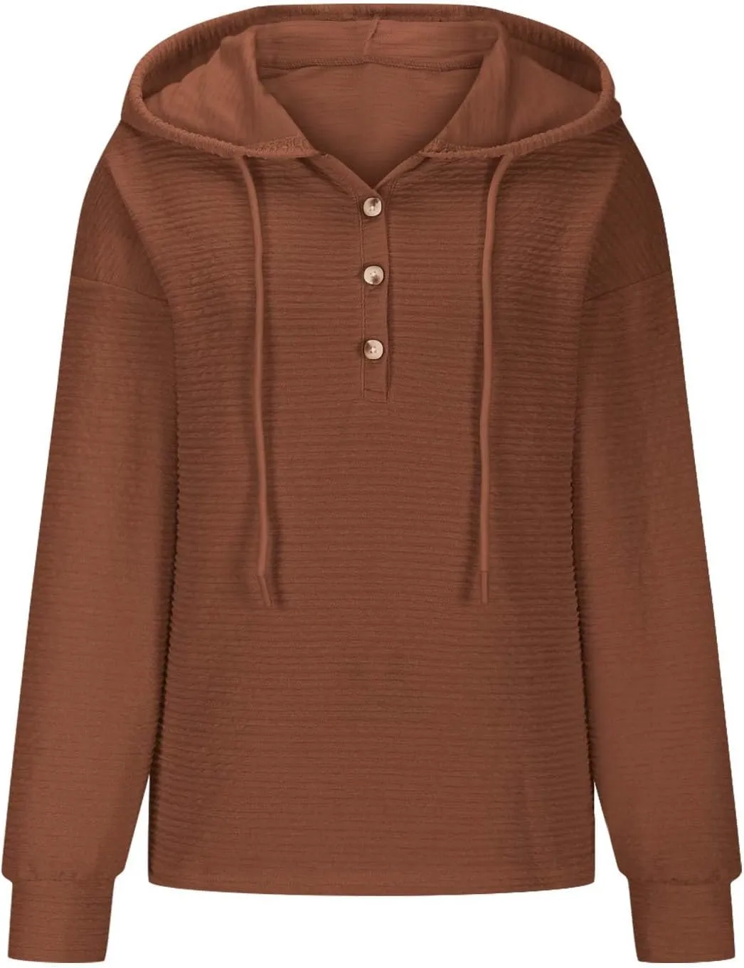 Womens 2024 Hooded Button Drawstring Hoodies Pullover Sweatshirts Casual Long Sleeve Tops Shirts Trendy Warm Tops