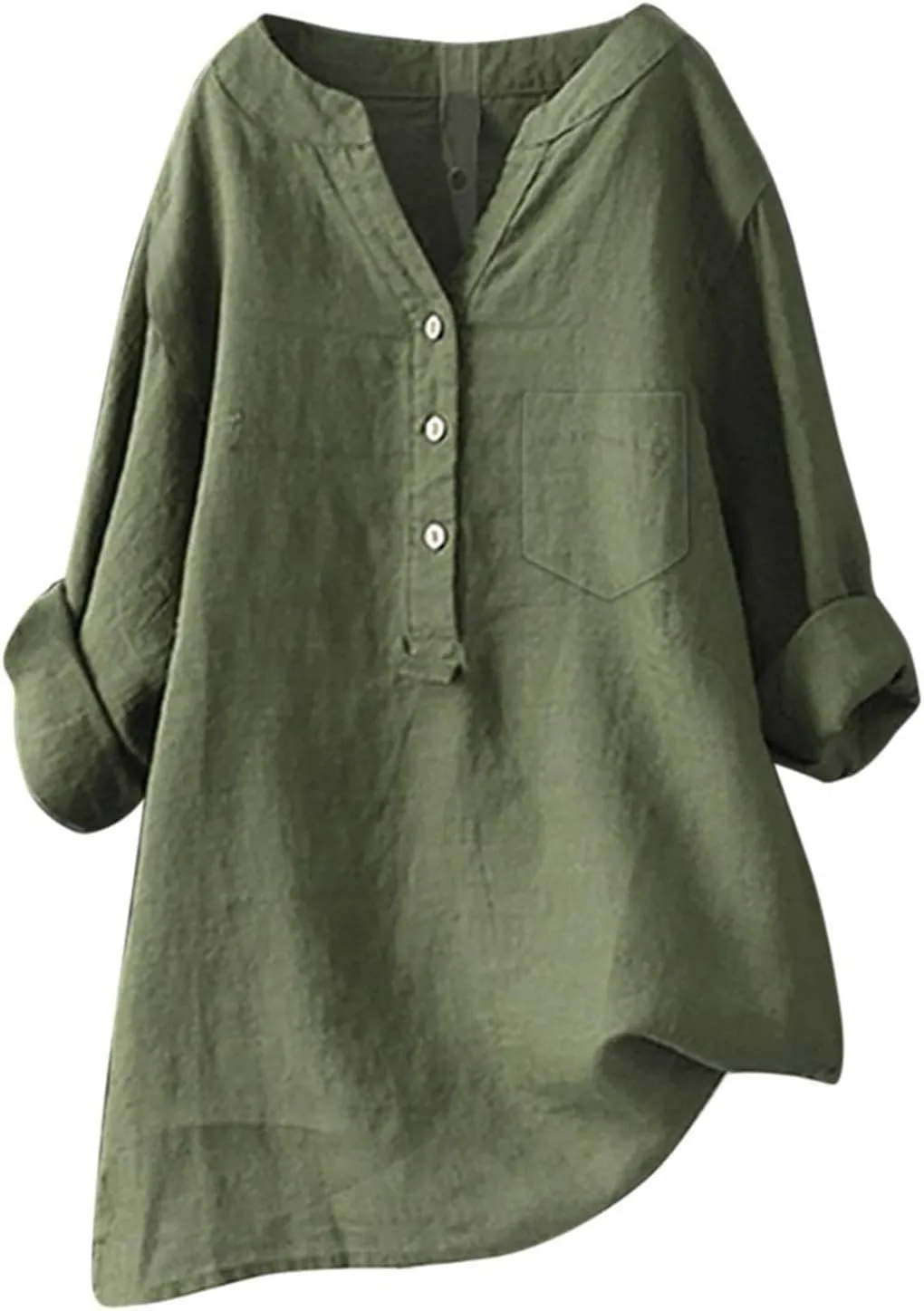 Womens 2025 Stand Collar Blouses Cotton-Linen Short Sleeve T-Shirts Summer Casual Loose Comfort Tops Daily Wear