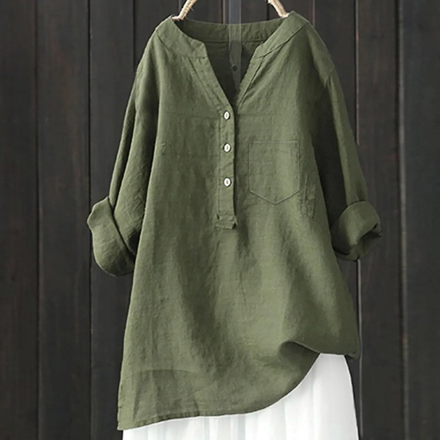 Womens 2025 Stand Collar Blouses Cotton-Linen Short Sleeve T-Shirts Summer Casual Loose Comfort Tops Daily Wear