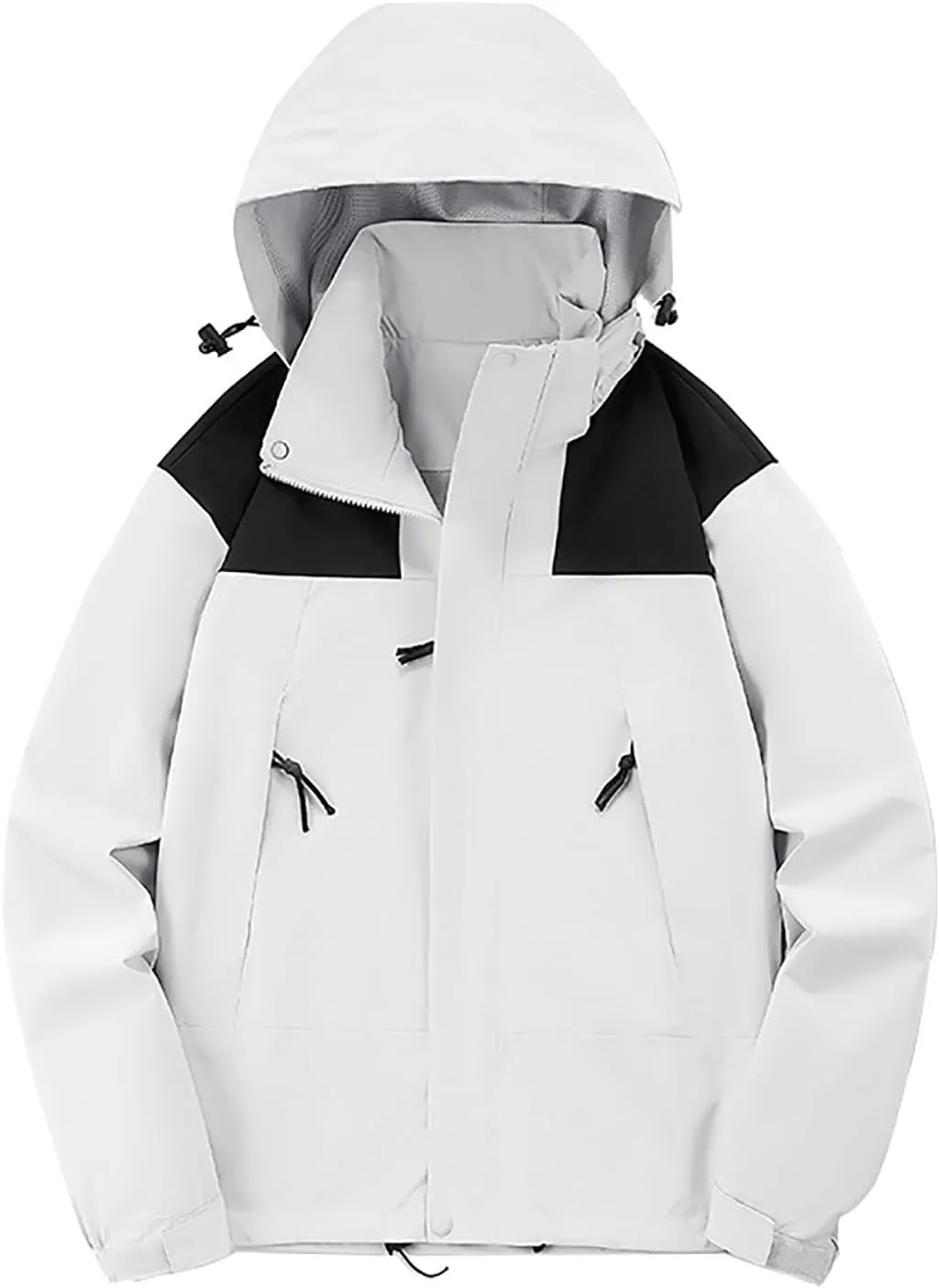 Women's Athletic Jackets Raincoat Patchwork Hooded Waterproof Soft Shell Jackets Womens Windproof Hiking Raincoat