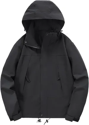 Women's Athletic Jackets Raincoat Patchwork Hooded Waterproof Soft Shell Jackets Womens Windproof Hiking Raincoat