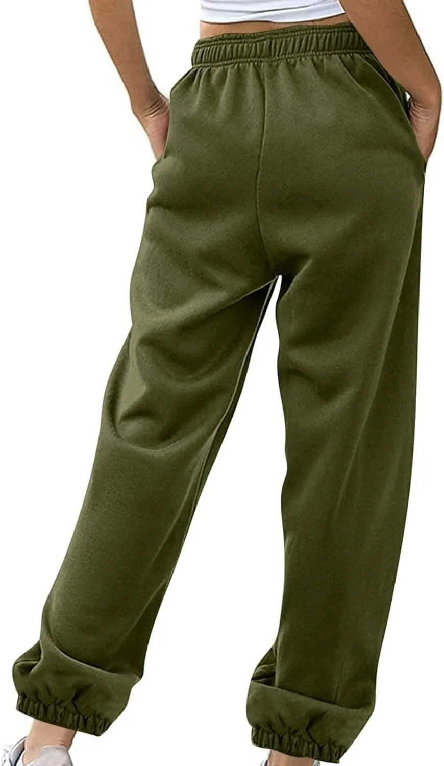 Womens Baggy Sweatpants High Waisted Pants Lounge Fleece Jogger Sweatpants Cinch Bottom Sweat Pant with Pocket