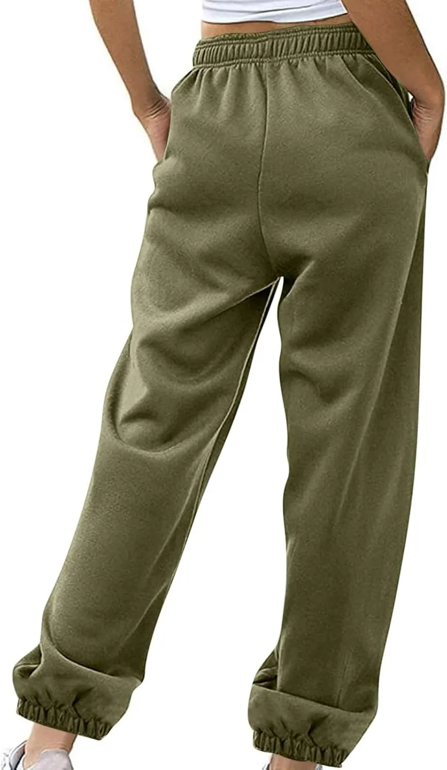 Womens Baggy Sweatpants High Waisted Pants Lounge Fleece Jogger Sweatpants Cinch Bottom Sweat Pant with Pocket