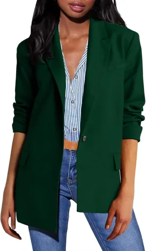 Womens Blazer Jacket Lapel Collar Trendy Work Office Blazer Jackets Outerwear Business Casual Suit Jackets