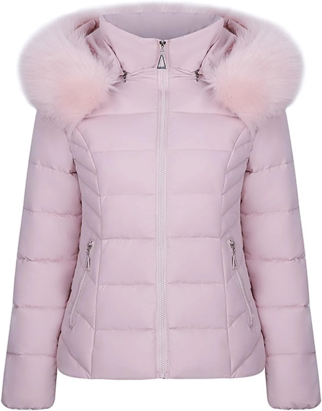 Womens Casual Solid Puffer Coat Full Zip Long Sleeve Down Jacket Hooded Thicken Warm Padded Outwear 2024 Winter Coats
