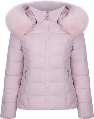 Womens Casual Solid Puffer Coat Full Zip Long Sleeve Down Jacket Hooded Thicken Warm Padded Outwear 2024 Winter Coats