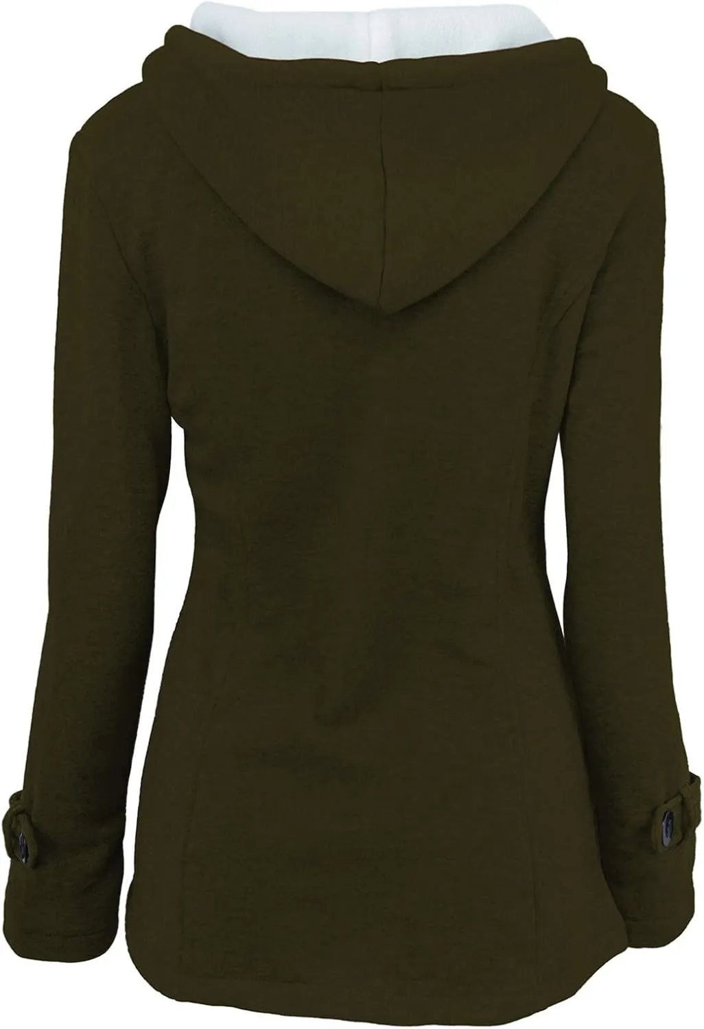 Womens Classic Coat Pocket Zipper Hoodies Sweatshirt Long Solid Color Coat Jacket Causal Fashion Top Casual Notch