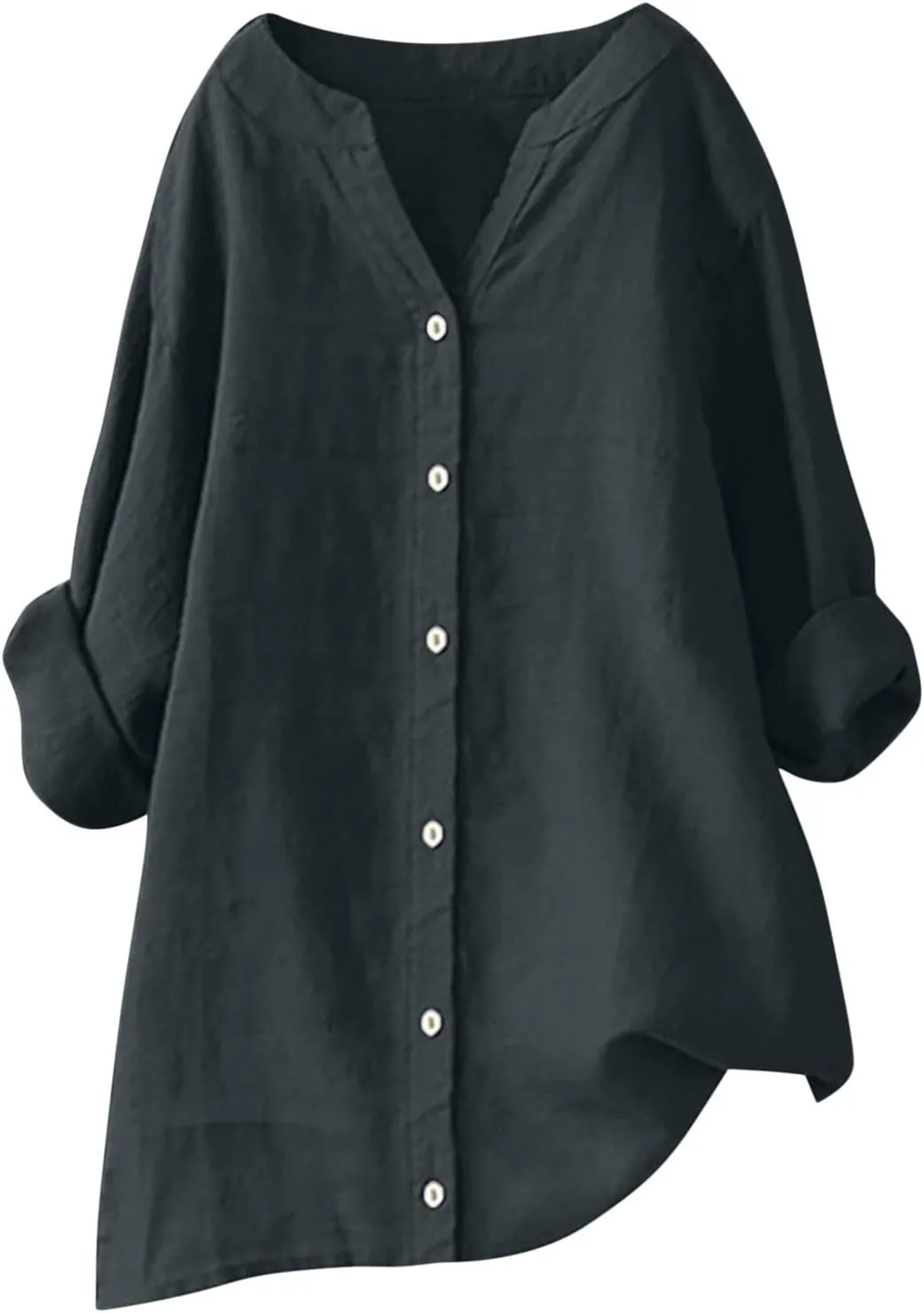 Women's Cotton Linen Button Down Shirts Summer Blouse Long Sleeve V Neck Loose Gauze Tunic Casual Beach Clothes 2025