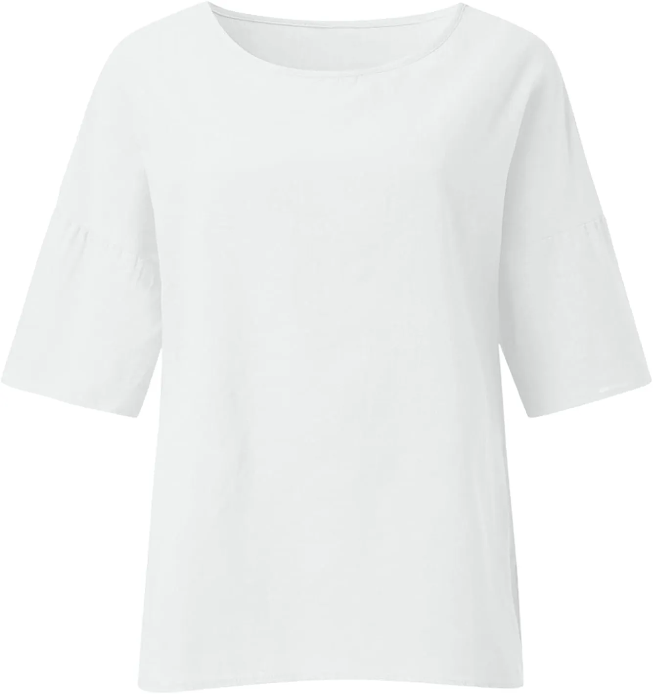 Womens Cotton Linen Shirts Casual Lightweight Gauze Tunics Tops Crewneck Blouses Spring Fashion Loose Shirts Clothing