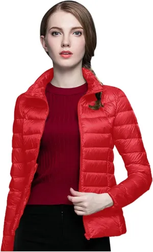 Women's Down Jackets & Parkas Warm Packable Lightweight Winter Quilted Jacket Stand Collar Slim Fit Cropped Puffer Jackets