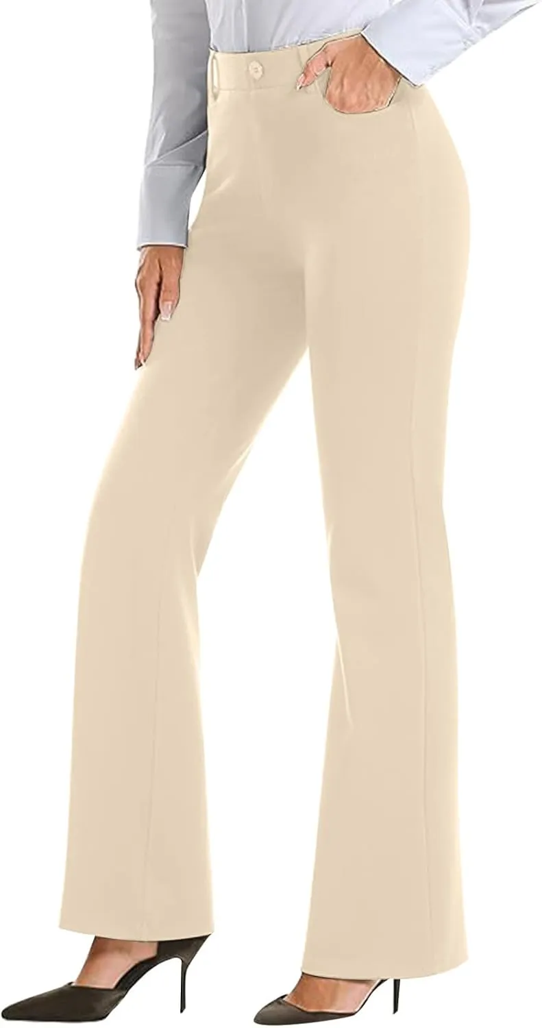 Womens Dress Pants Trendy High Waisted Pant Business Casual Dress Pants Elegant Straight Leg Trouser Pant with Pocket