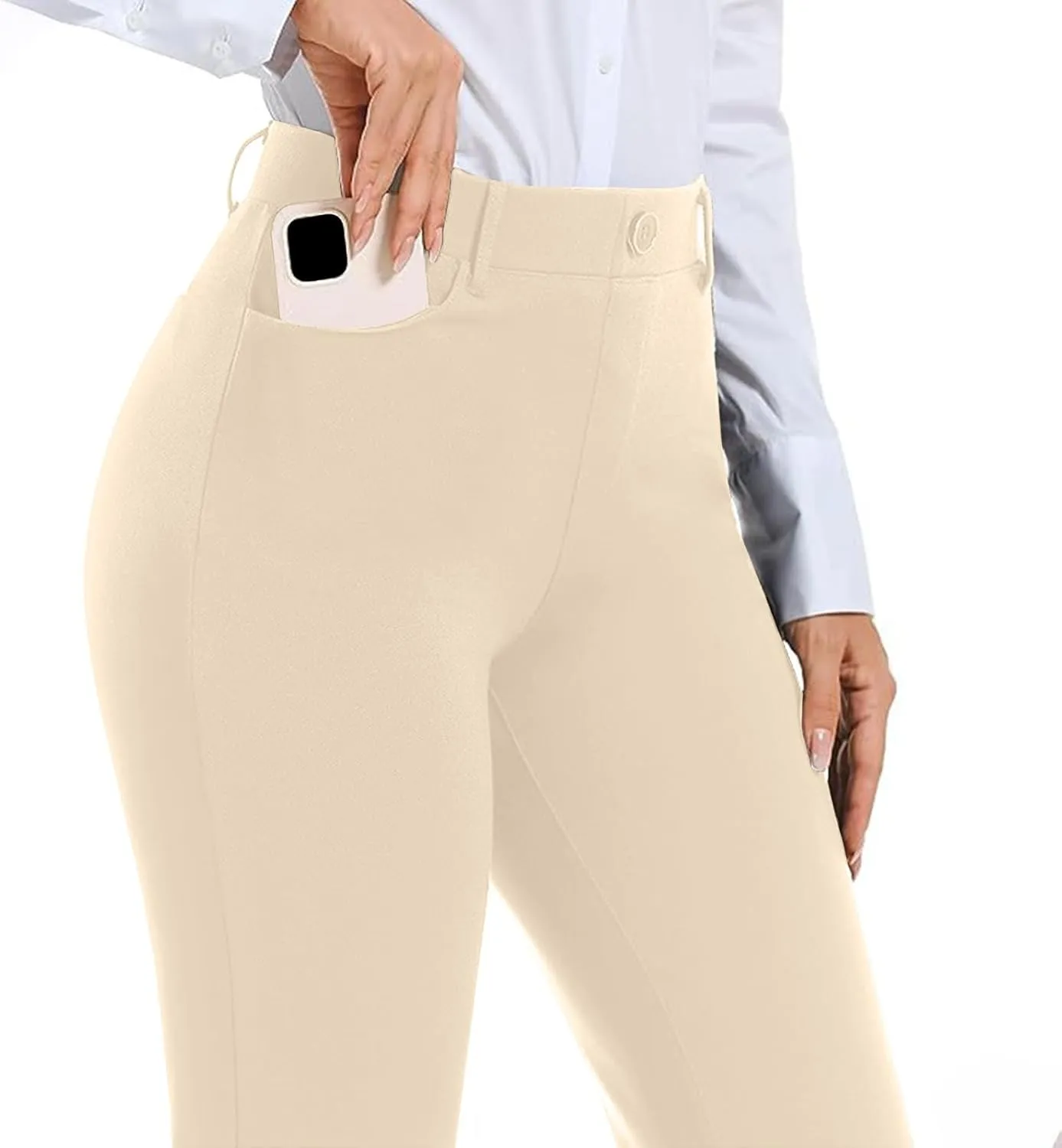 Womens Dress Pants Trendy High Waisted Pant Business Casual Dress Pants Elegant Straight Leg Trouser Pant with Pocket