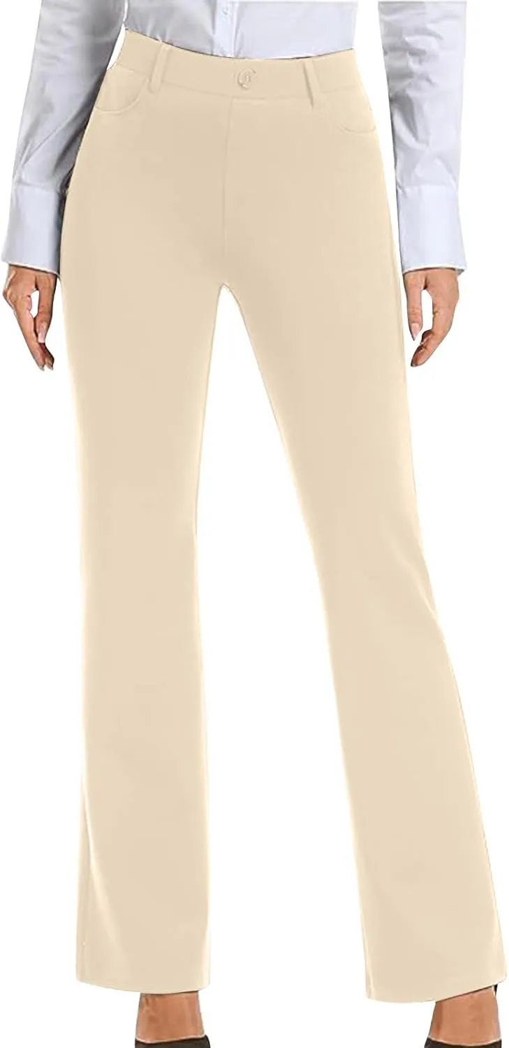 Womens Dress Pants Trendy High Waisted Pant Business Casual Dress Pants Elegant Straight Leg Trouser Pant with Pocket