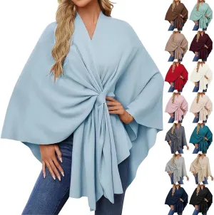 Women's Elegant Shawl Wraps Soft Cross Front Poncho Sweater for Spring Fall Winter Dressy Warm Travel Cardigan Cape