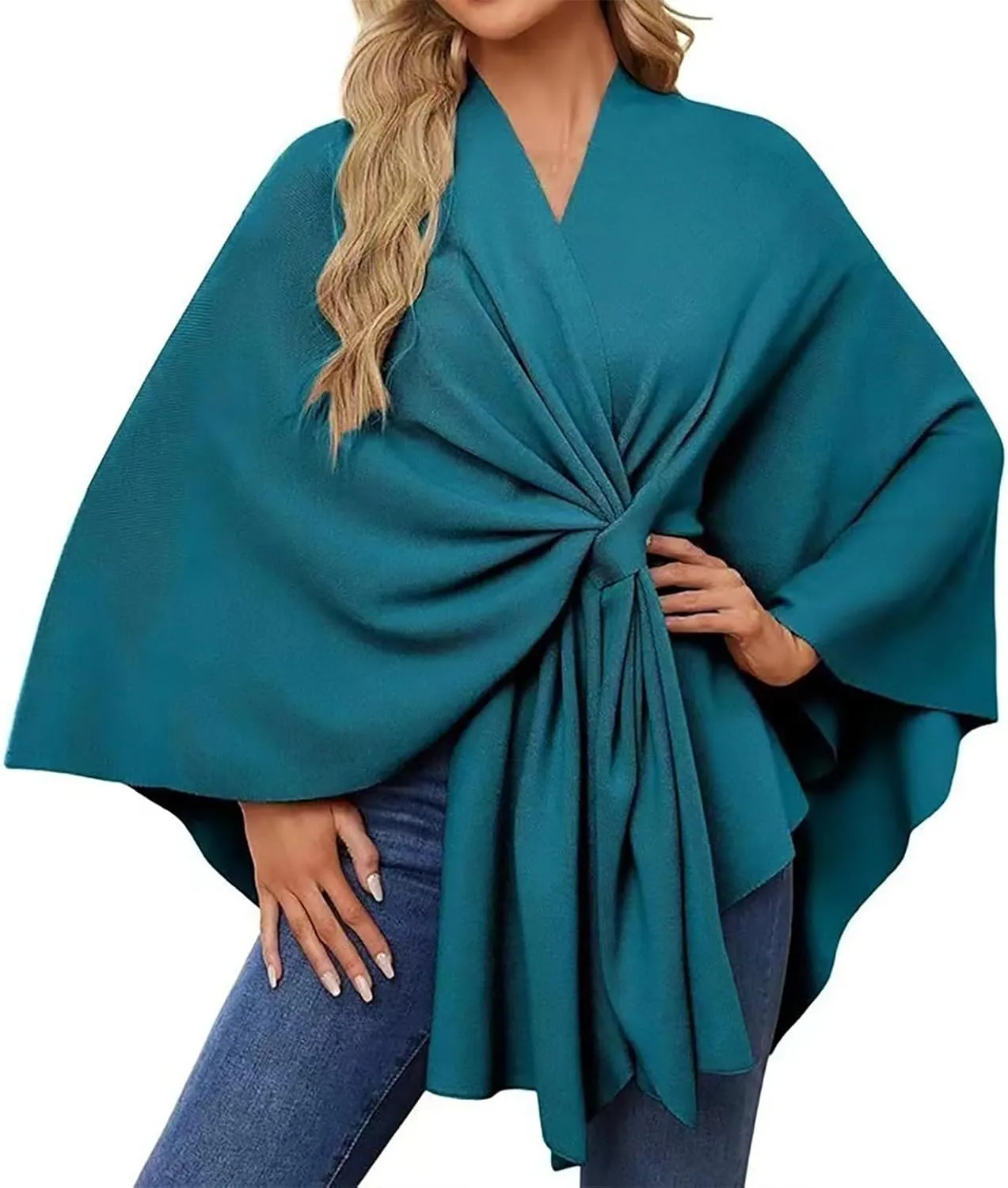 Women's Elegant Shawl Wraps Soft Cross Front Poncho Sweater for Spring Fall Winter Dressy Warm Travel Cardigan Cape
