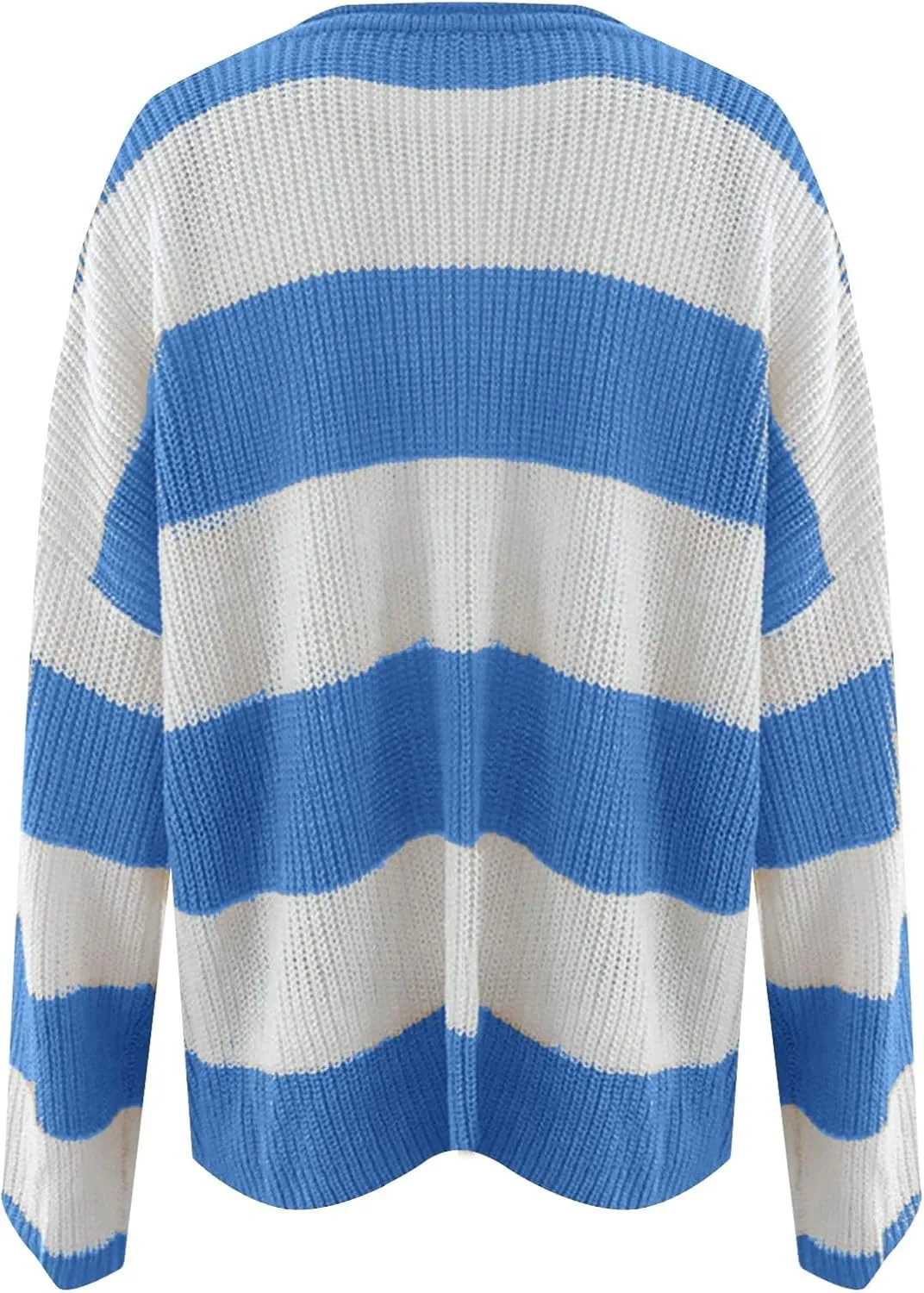 Women's Fall Long Sleeve Crew Neck Striped Color Block Comfy Loose Oversized Knitted Pullover Sweater 2025
