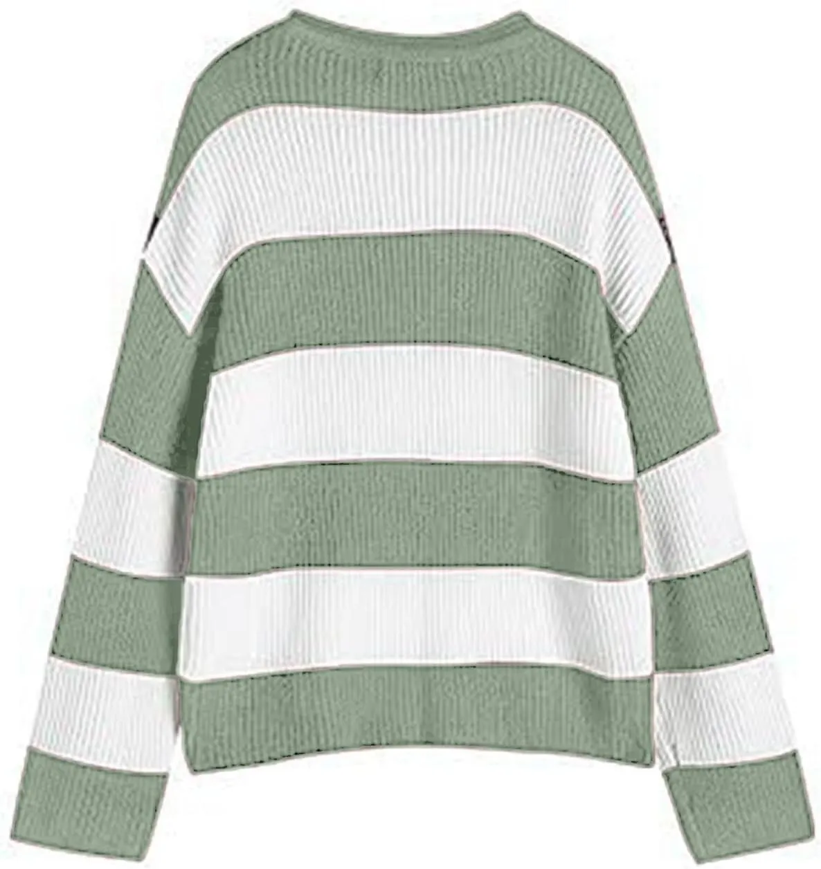 Women's Fall Long Sleeve Crew Neck Striped Color Block Comfy Loose Oversized Knitted Pullover Sweater 2025