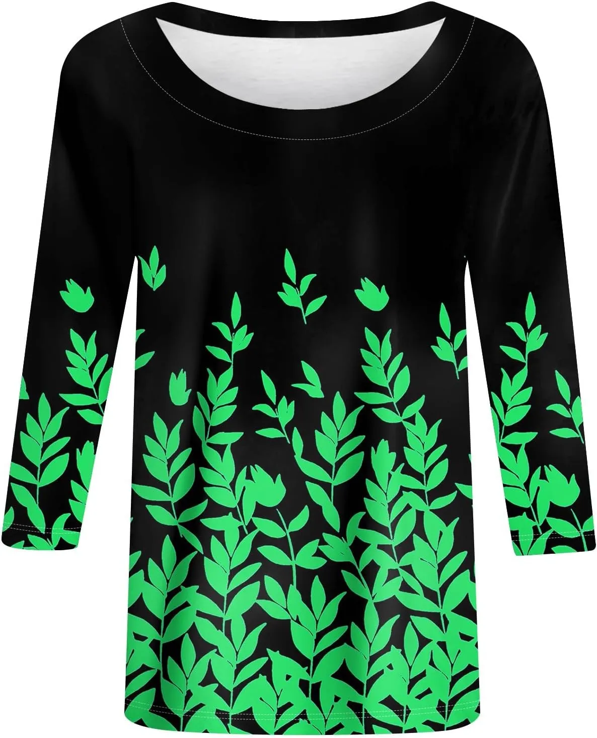 Womens Fall Tops Crew Neck Cute Tshirts 3/4 Length Sleeve Floral Print Loose Blouses Dressy Casual 2024 Pullover