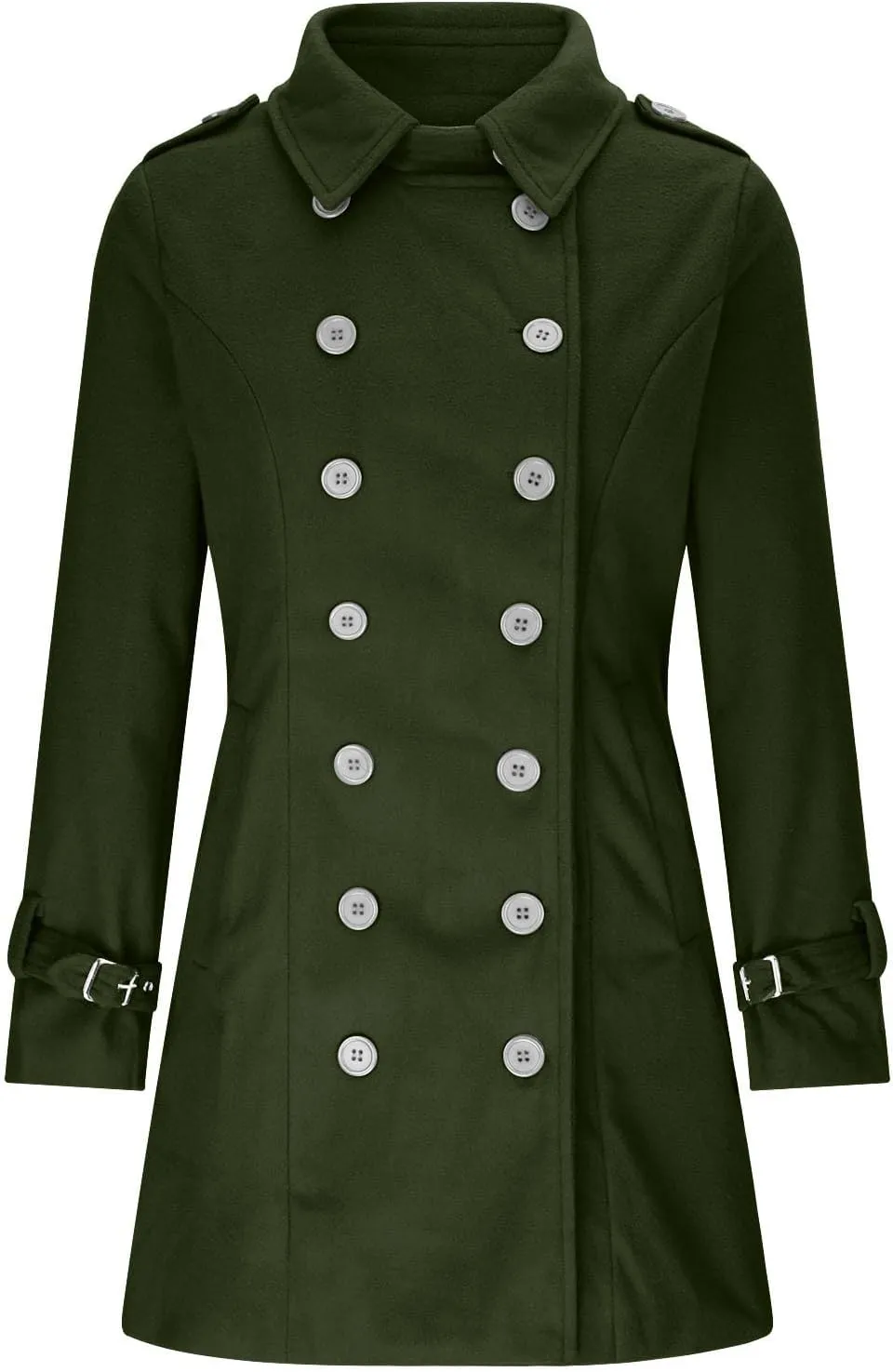 Womens Fashion Woolen Overcoat Solid Color Windbreaker 2025 Fall Winter Trench Coat Lapel Button Jacket Long Coats