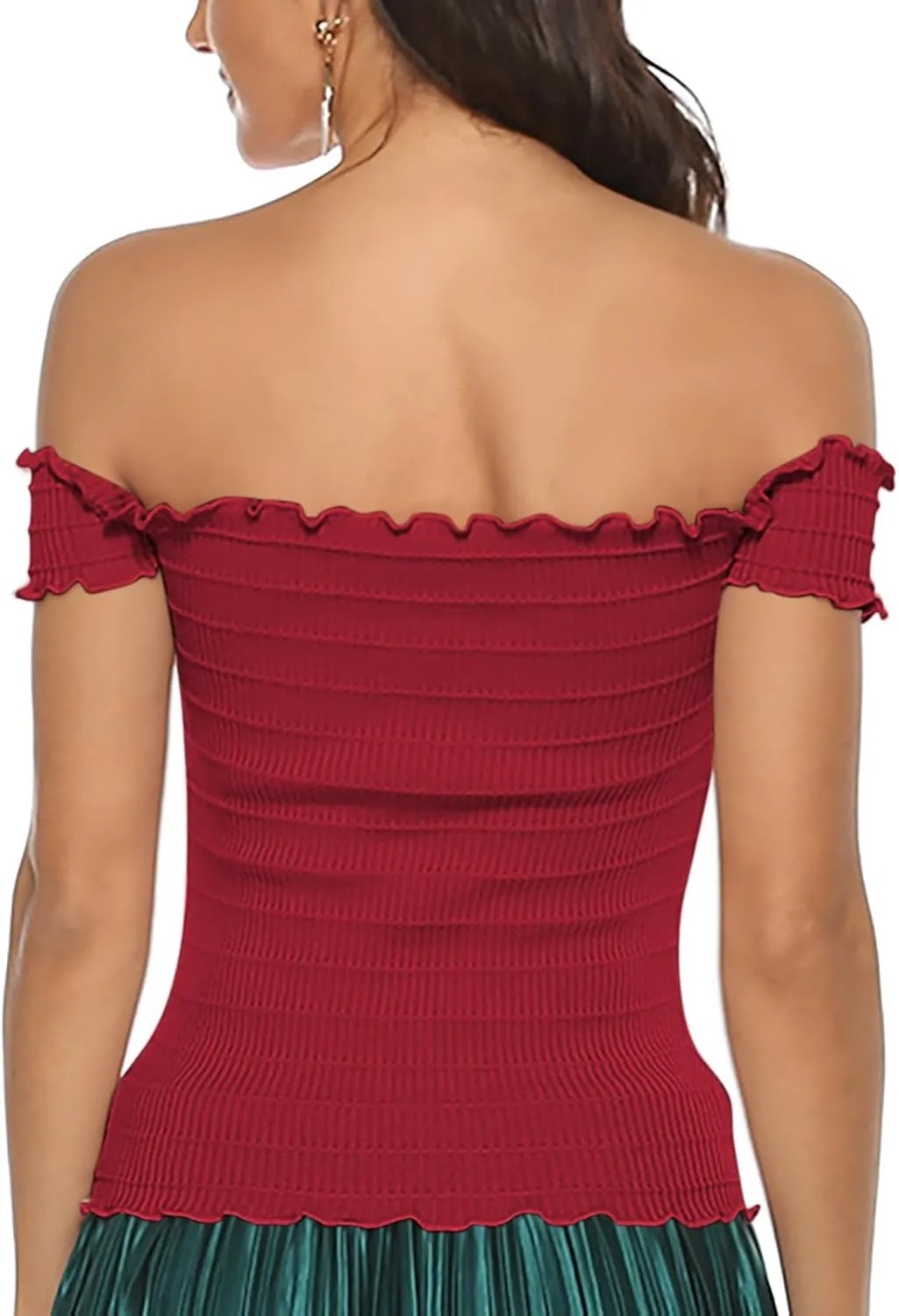 Womens Going Out Tee Shirts Summer Sexy Lace Up Front Off The Shoulder Crop Tops Solid Color Fashion Slim Fit Blouse