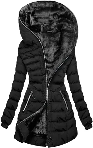 Womens Lightweight Puffer Jacket Winter Coats Warm Quilted Bubble Padded Coat Faux Fur Hooded Coatigan Outerwear