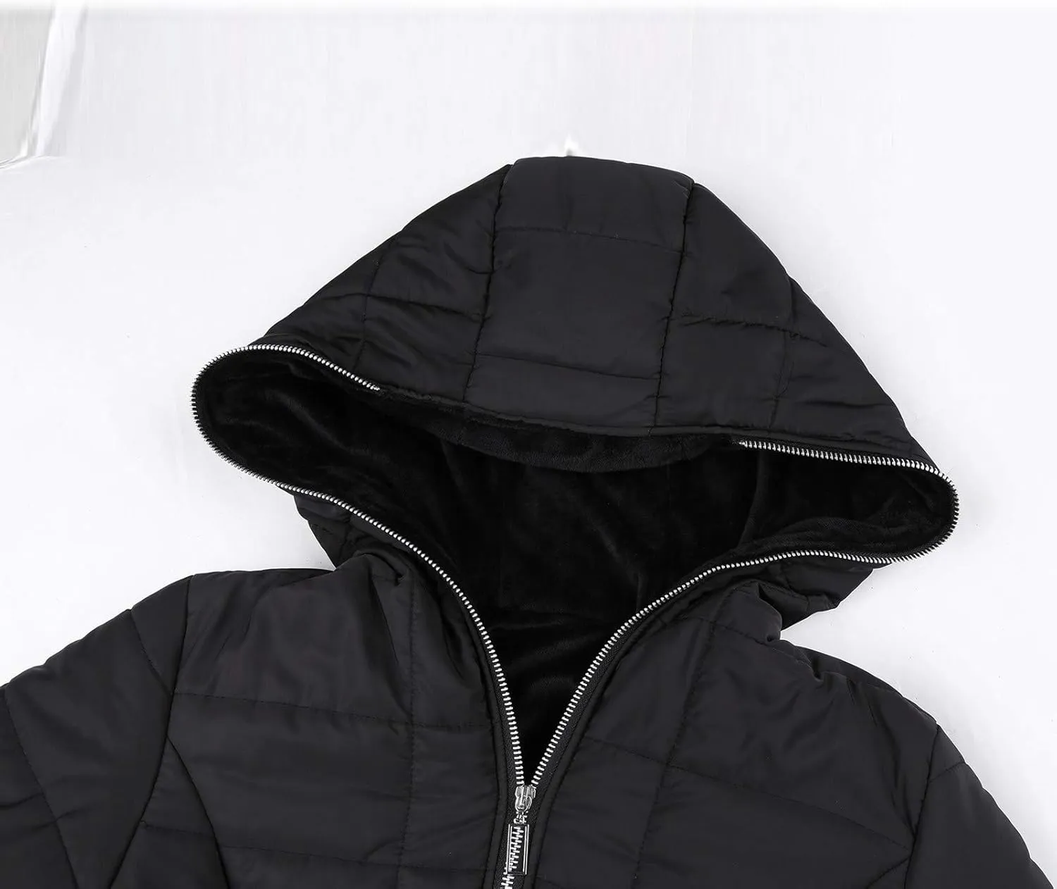 Womens Lightweight Puffer Jacket Winter Coats Warm Quilted Bubble Padded Coat Faux Fur Hooded Coatigan Outerwear