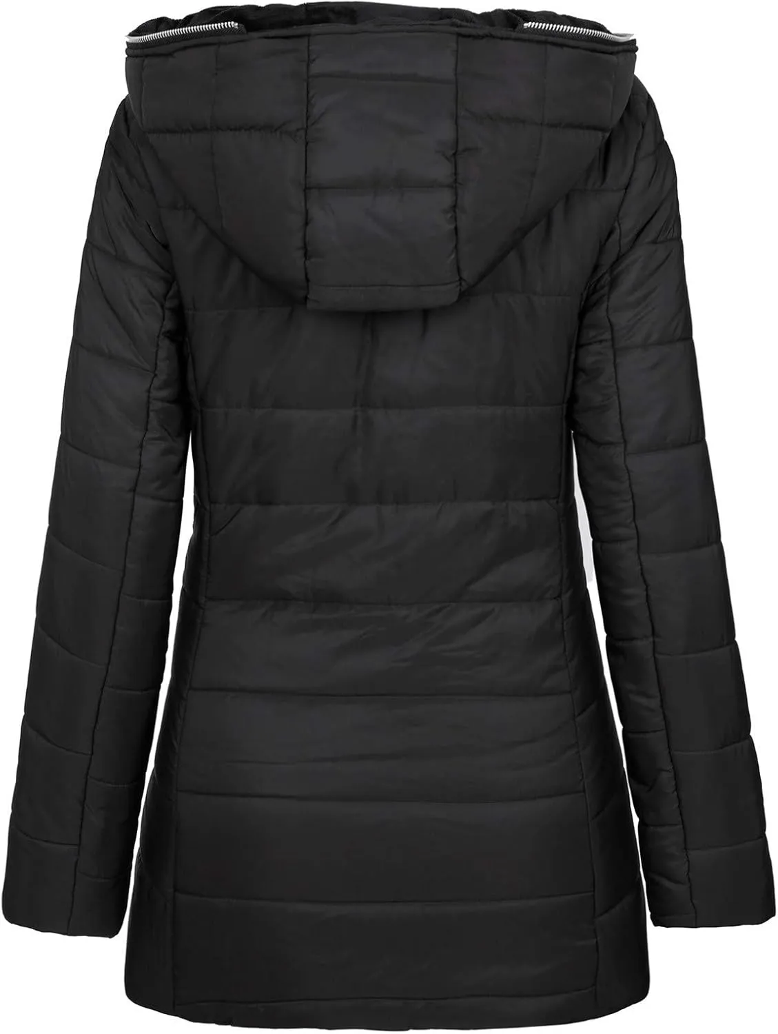 Womens Lightweight Puffer Jacket Winter Coats Warm Quilted Bubble Padded Coat Faux Fur Hooded Coatigan Outerwear