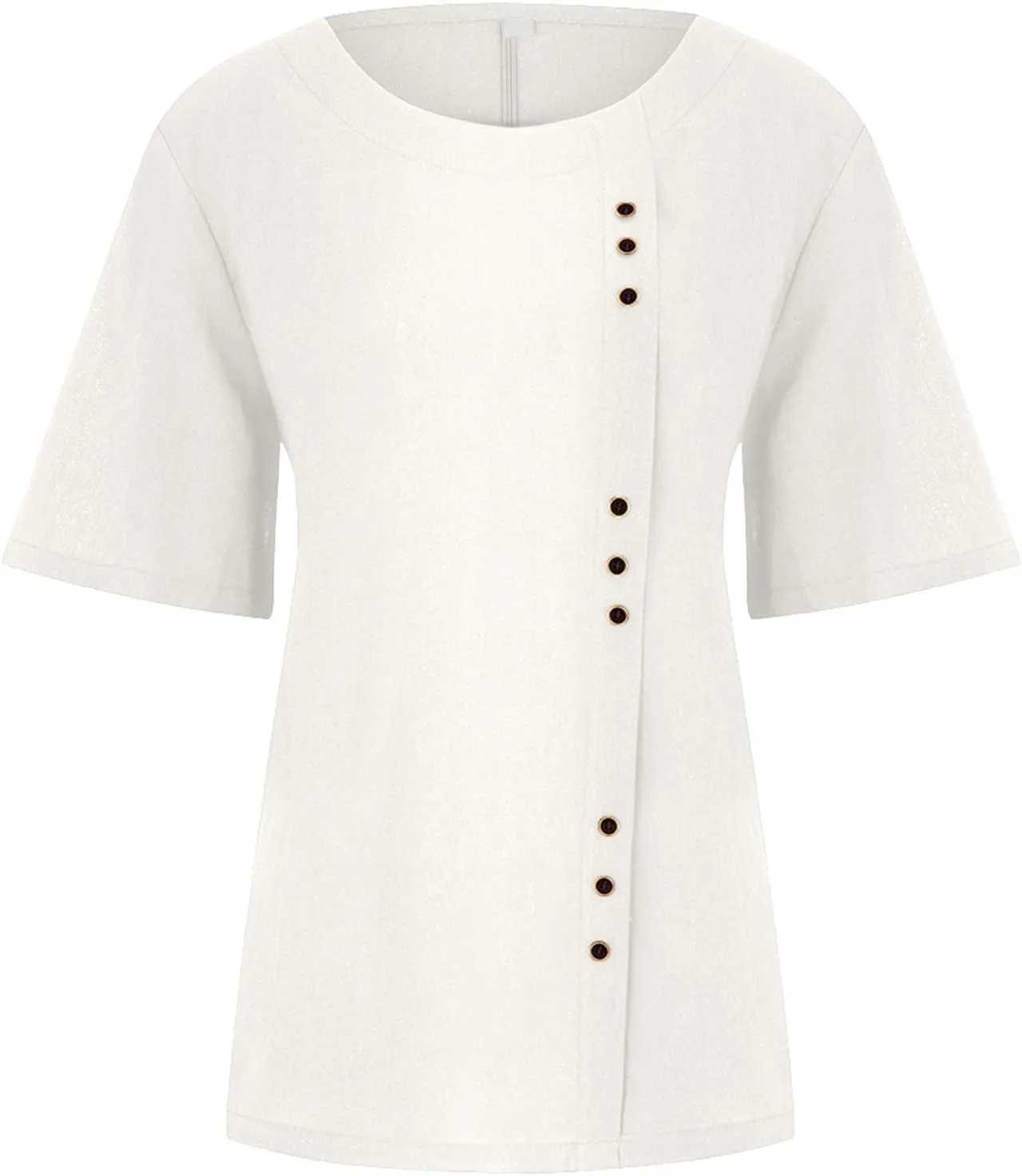 Womens Lined Tops Going Out Casual Short Sleeve Summer Tee Shirts Button Down Crewneck Solid Dressy Blouses