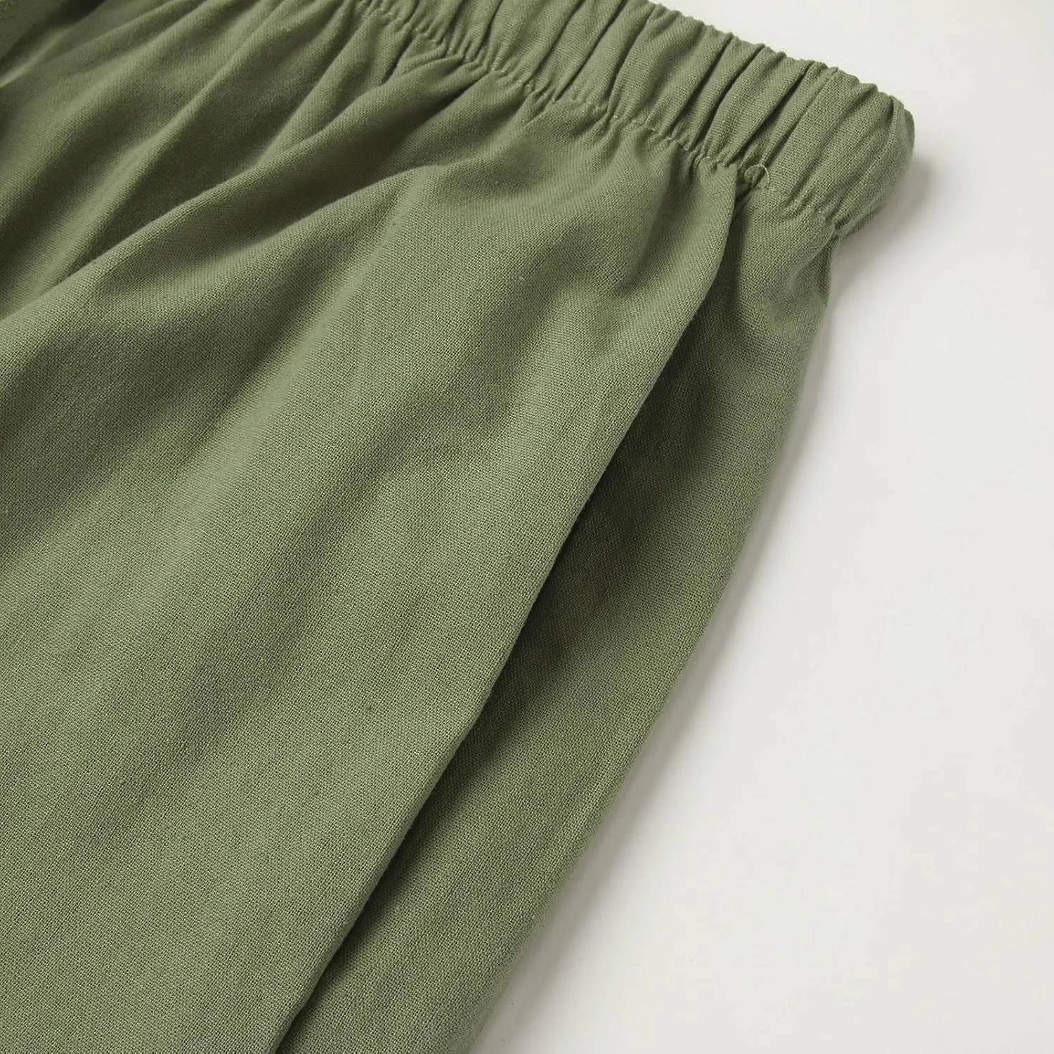 Womens Linen Pants Drawstring Elastic Waist Palazzo Pants Flowy Casual Beach Wide Leg Trousers Pockets 2025 Trendy