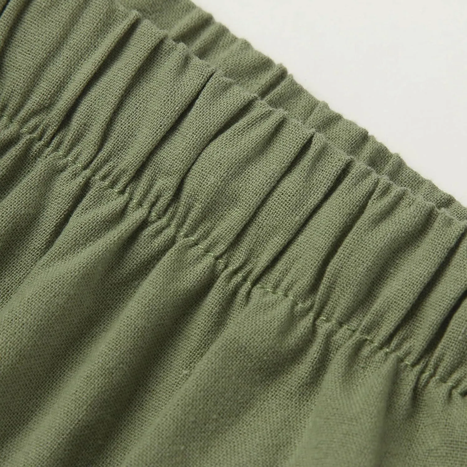 Womens Linen Pants Drawstring Elastic Waist Palazzo Pants Flowy Casual Beach Wide Leg Trousers Pockets 2025 Trendy