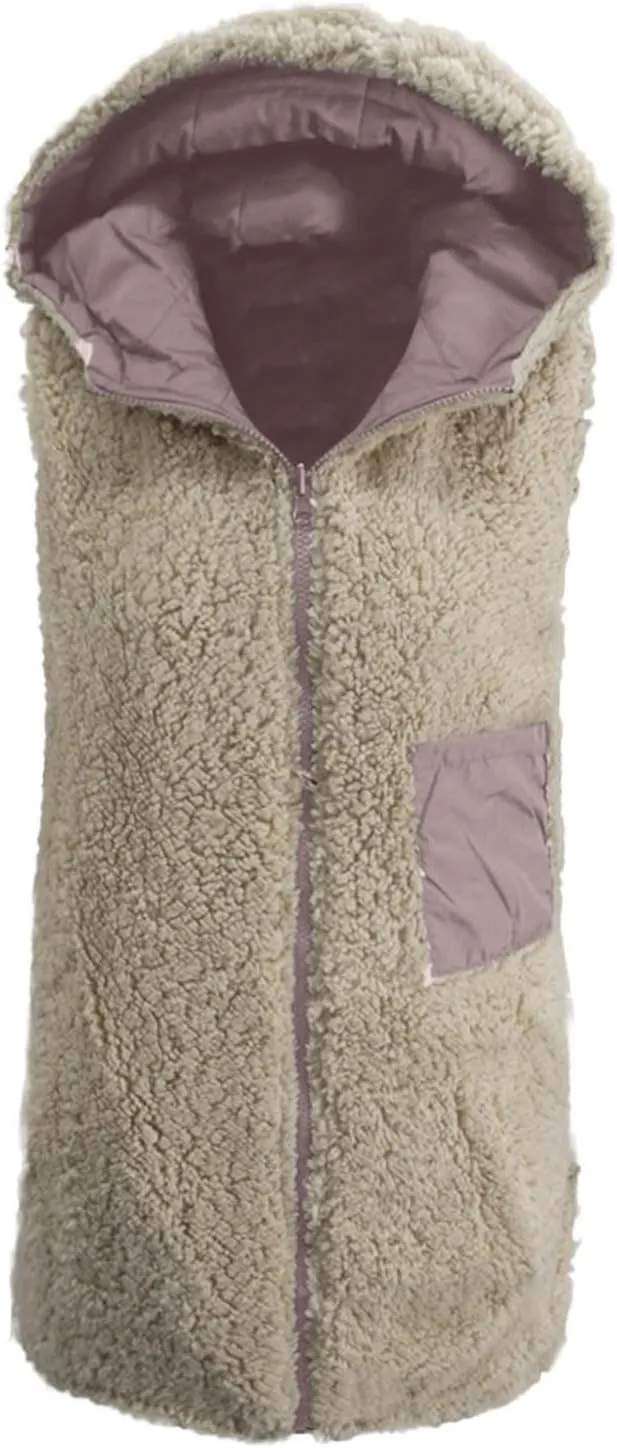 Womens Mid Length Puffer Jacket Vest Fashion Reversible Fleece Gilet Casual Simple Zip Up Sleeveless Tanks with Hood
