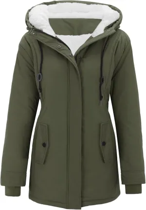 Womens Oversized Hooded Quilted Jacket Fleece Lined Warm Down Coat Plus Sized Long Sleeve Overcoat 2024 Winter Coat