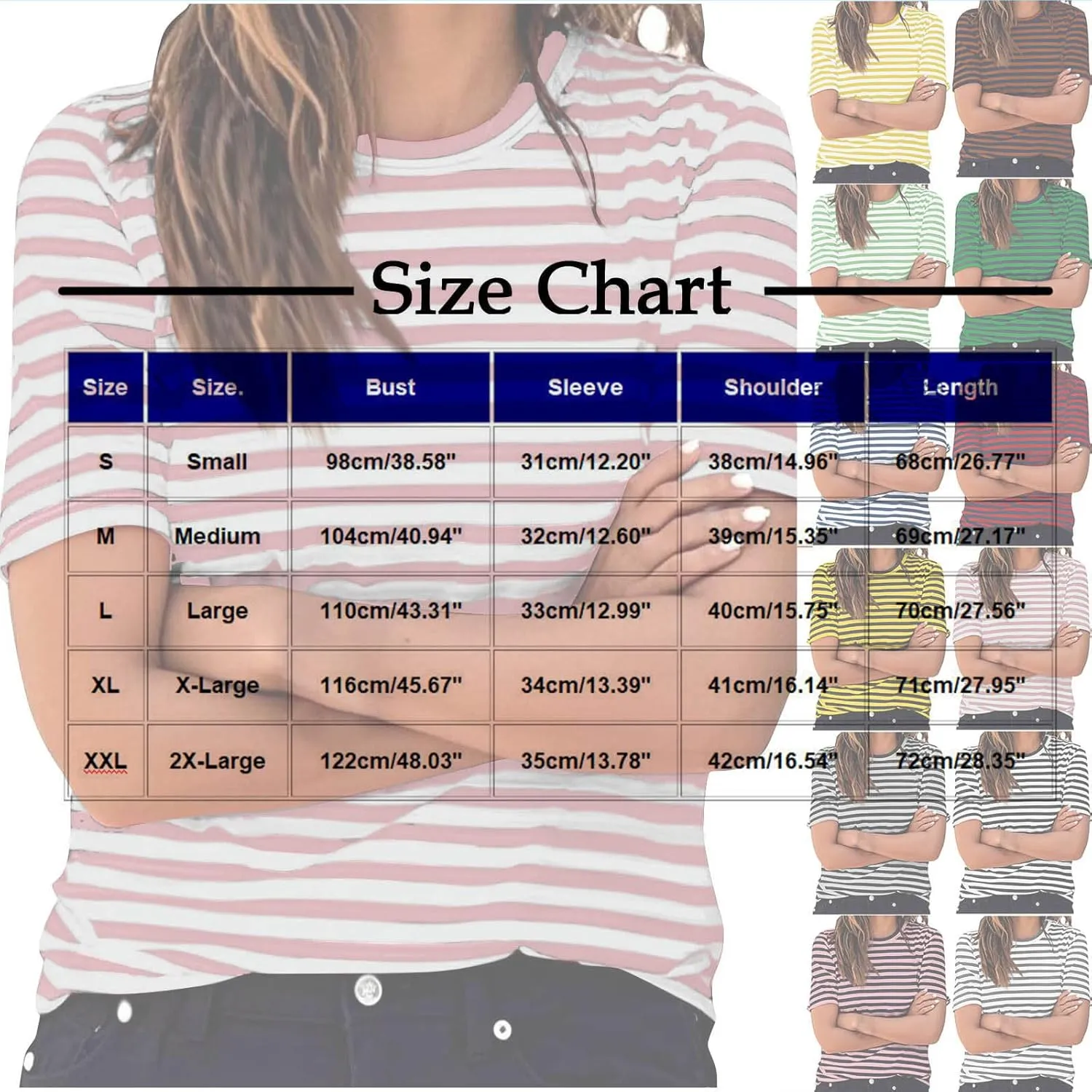 Women's Oversized T Shirts Short Puff Sleeve Striped Crewneck Summer Tops Casual Loose Basic Tee Shirts 2025 Trendy Clothes