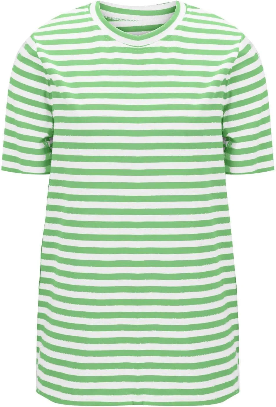 Women's Oversized T Shirts Short Puff Sleeve Striped Crewneck Summer Tops Casual Loose Basic Tee Shirts 2025 Trendy Clothes